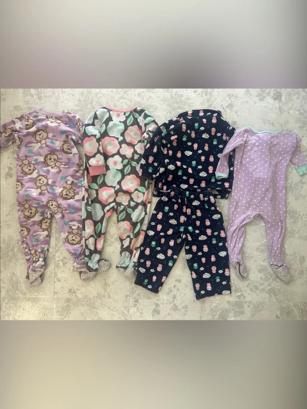 Carter's Girls' Assorted Footed Pajama Set - Purple, Pink, Navy, Mint